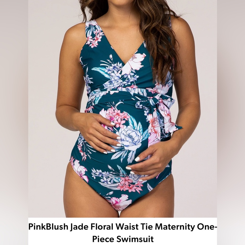 Floral Waist Tie Maternity One-Piece Swimsuit
